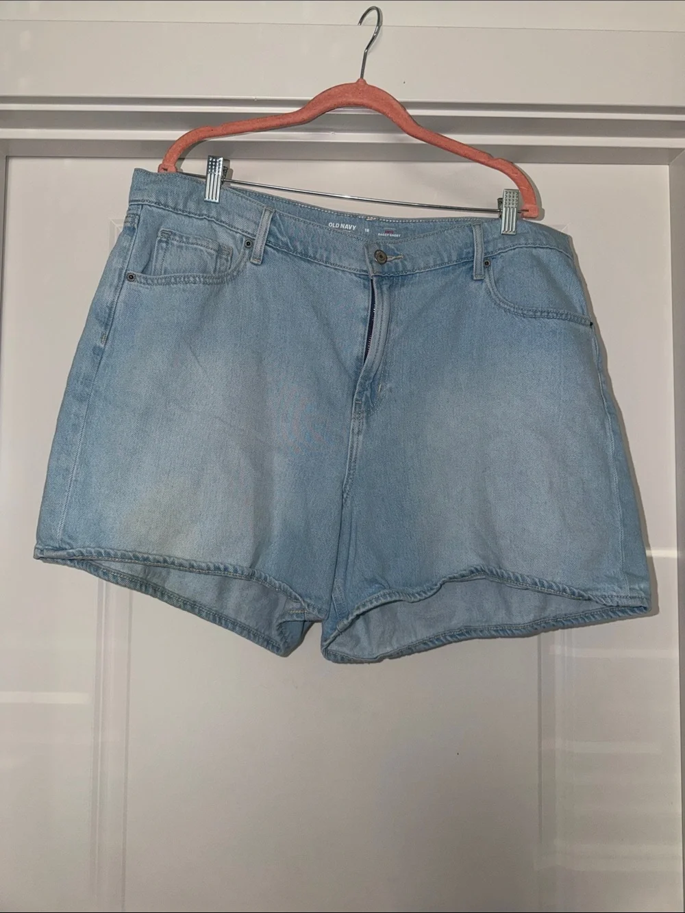 old navy drapey denim curvy baggy shorts